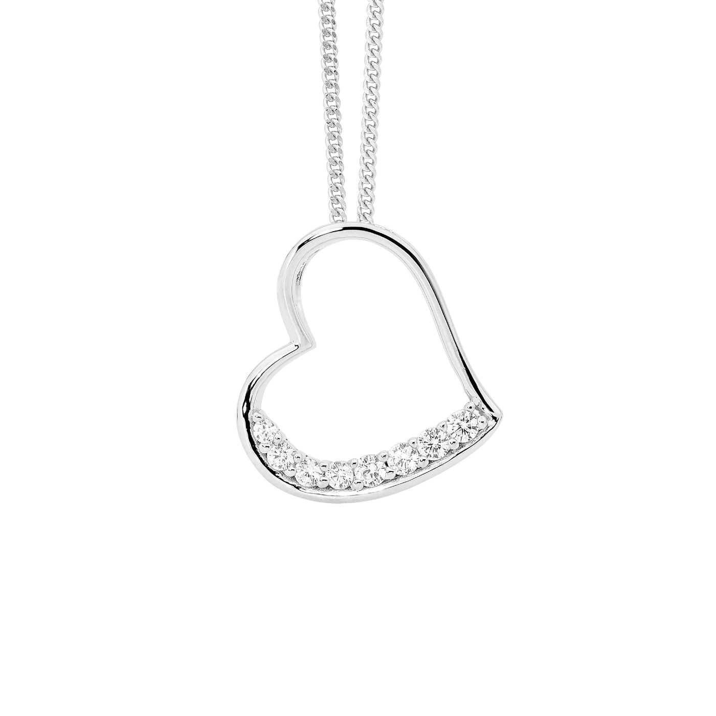 Sterling Silver Cubic Zirconia Heart Pendant