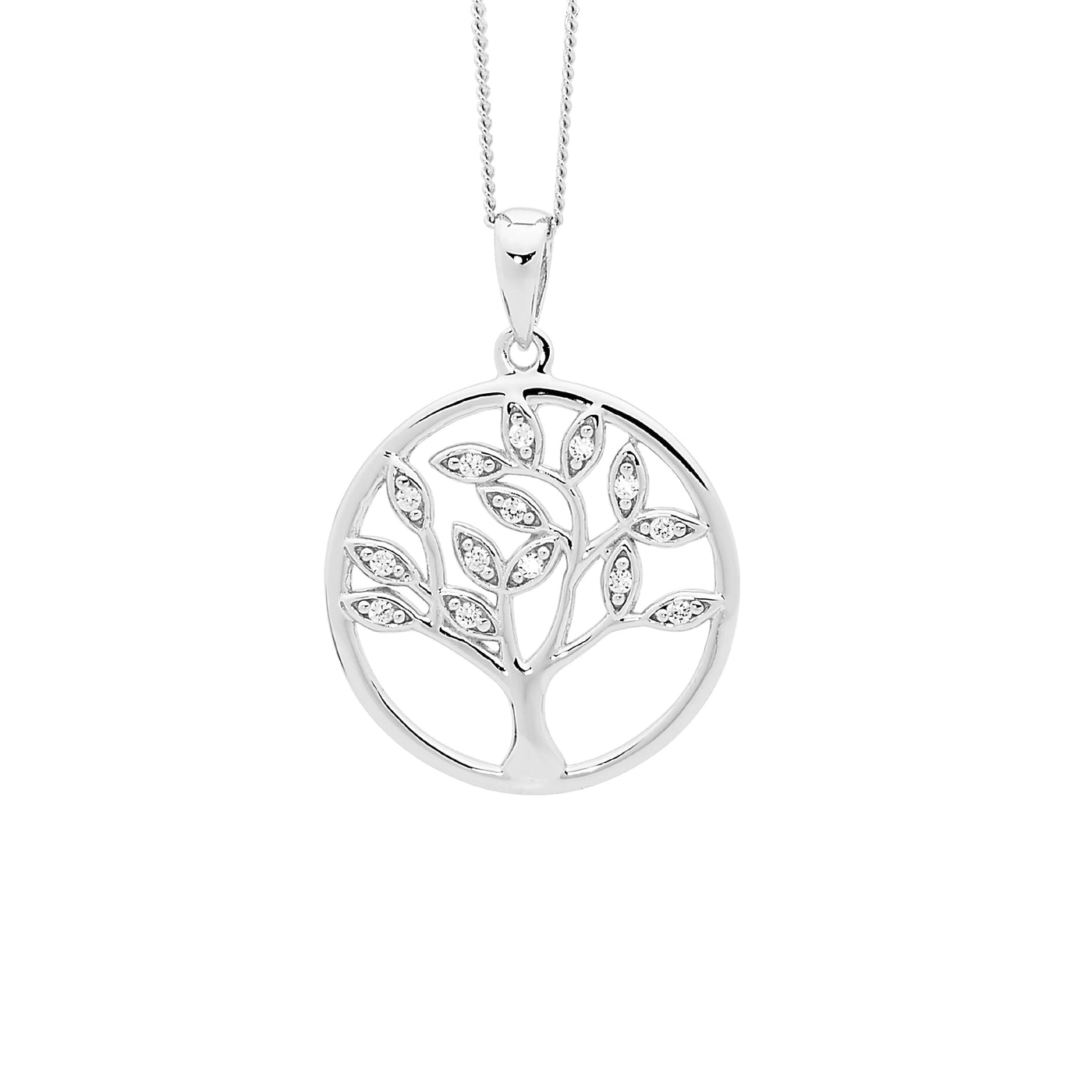 Sterling Silver Cubic Zirconia Tree Of Life Pendant