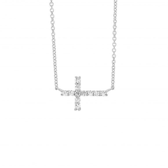 Stering Silver CZ Cross Necklace