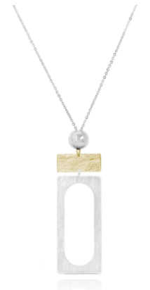 Carre Yellow Gold and Silver Necklace