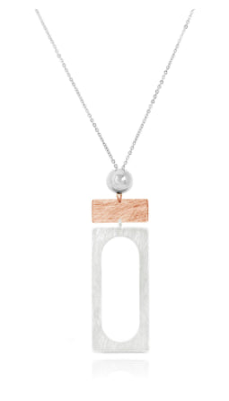 Carre Rose Gold And Silver Necklace