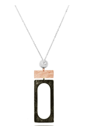 Carre Rose Gold And Black Necklace