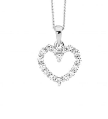 Womans Open Heart Cubic Zirconia Pendant