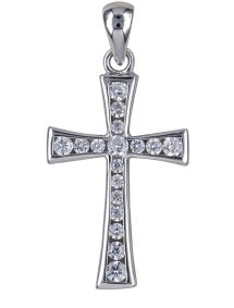 Sterling Silver Rhodium Plated Cubic Zirconia Cross