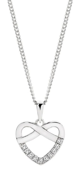 Sterling Silver CZ Heart Pendant