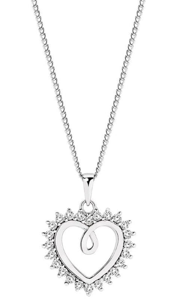 Sterling Silver Cz Heart Pendant