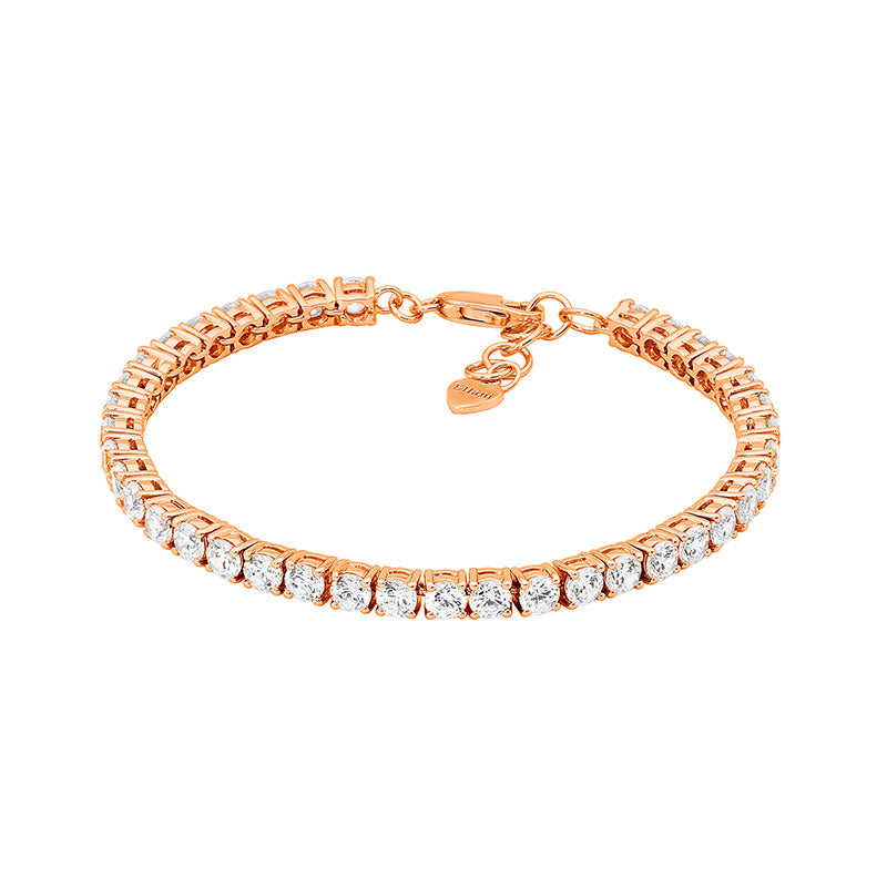 Ellani Rose Gold Plated Sterling Silver CZ Tennis Bracelet