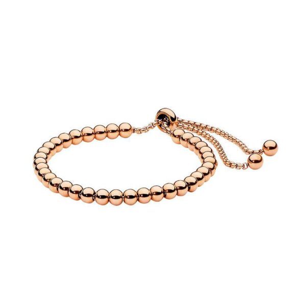 Rose Gold Plated 5Mm Ball Bracelet W/ Slider Close