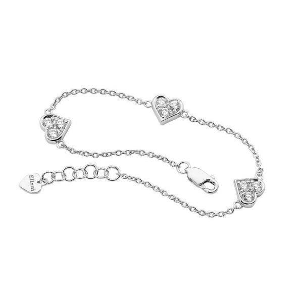 Sterling Silver Cubic Zirconia Heart Bracelet