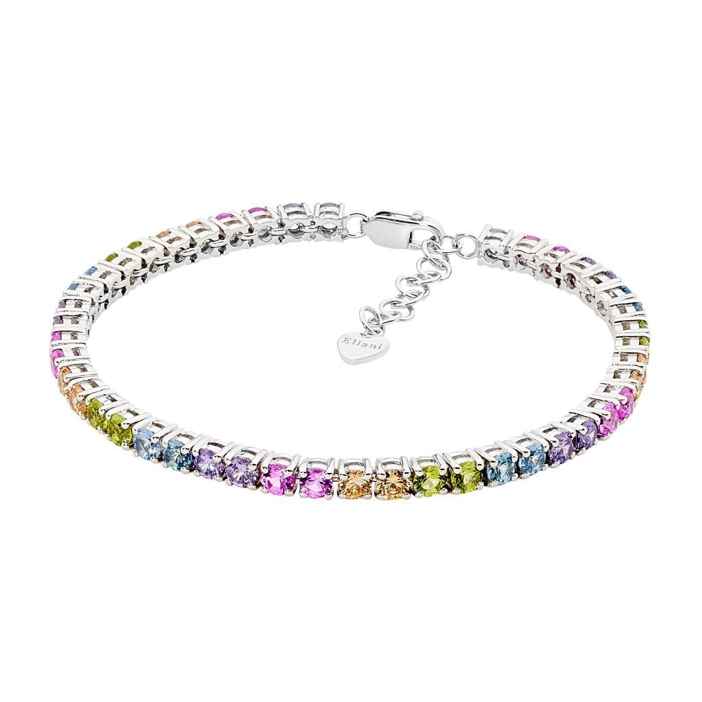 Sterling Silver Pastel Cubic Zirconia 3.5Mm Tennis Bracelet