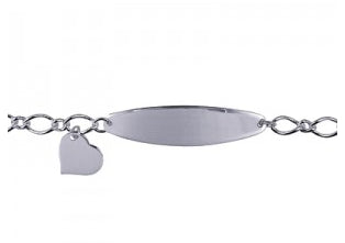 Sterling Silver Oval Figaro Id Bracelet With A Little Heart