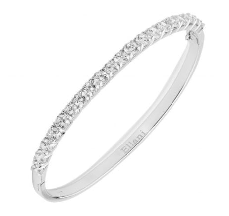 Womans Sterling Silver Cubic Zirconia Claw Set Bangle