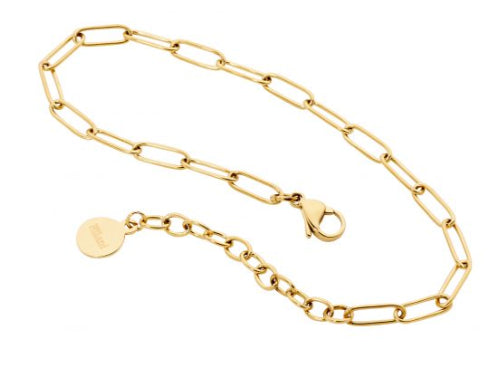 Ellani Stainless gold plated Paperclip Chain Bracelet