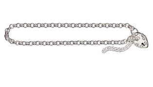 Womans 19cm Sterling Silver Round Belcher Padlock Bracelet