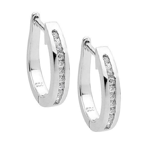 Ellanii Sterling Silver Cubic Zirconia Channel Set Hoops