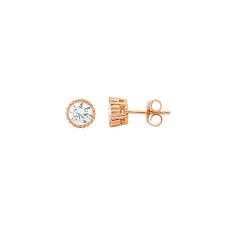 Ellani Sterling Silver Rose Gold Plate Cz Earrings