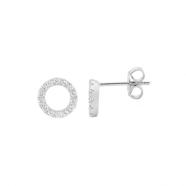 Sterling Silver Cubic Zirconia Open Circle Earrings