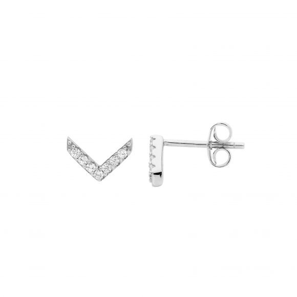 Sterling Silver Cubic Zirconia V Stud Earring