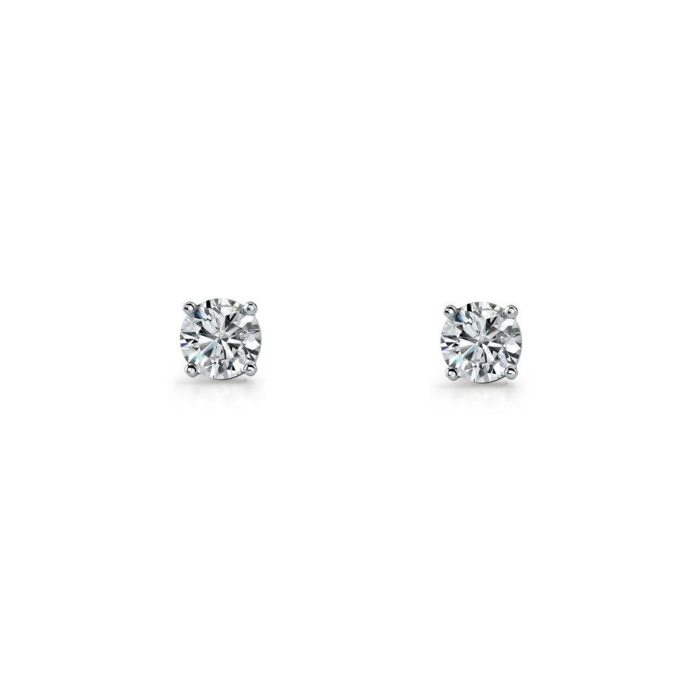 Ellani Sterling Silver 6Mm Cubic Zirconia Claw Set Studs