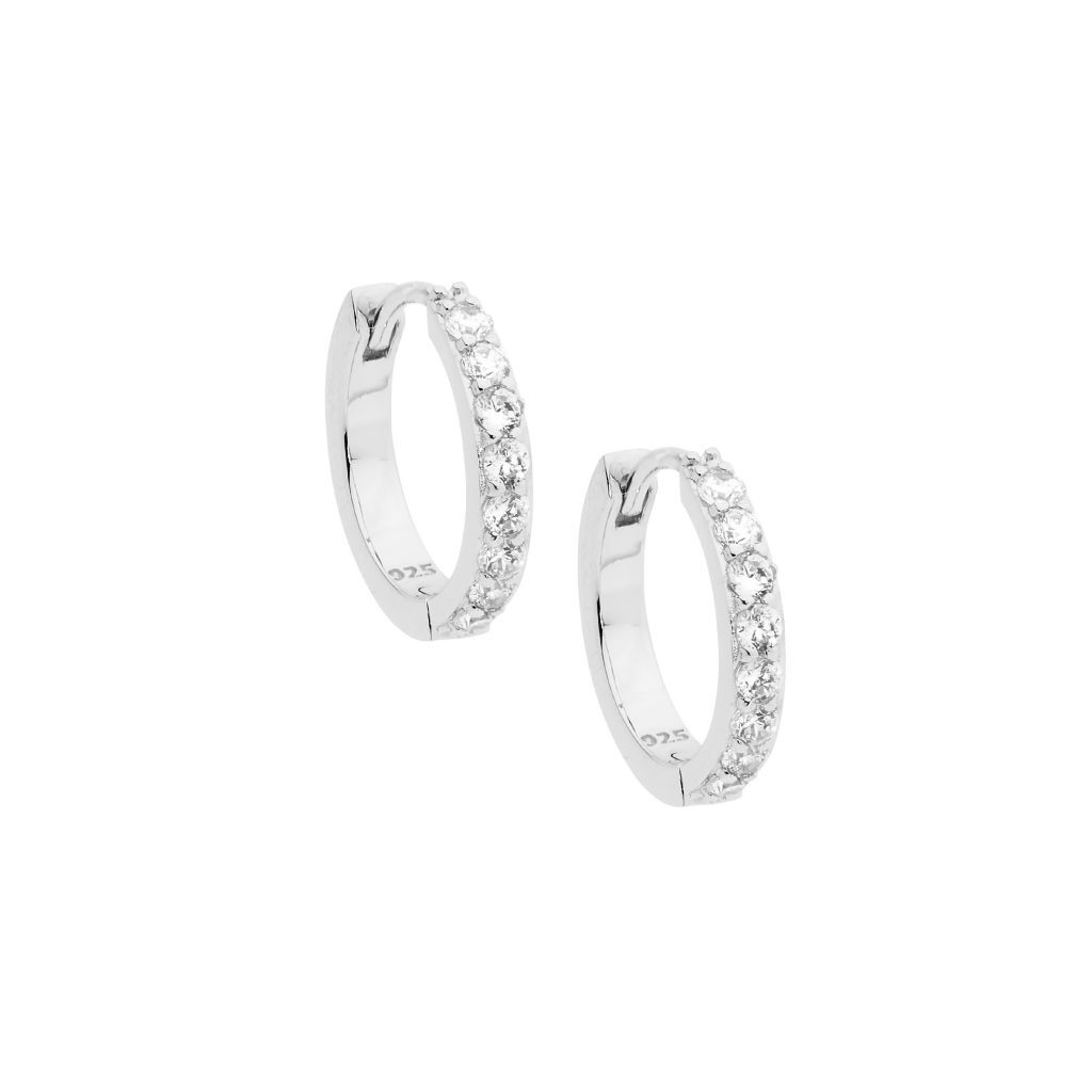 Sterling Silver Cubic Zirconia Hoop Earrings