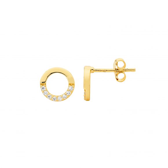 Ellani Gold Plated Sterling Silver CZ Studs