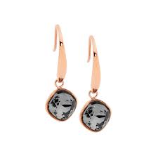 Ellani Smokey Black Glass Drop Earrings