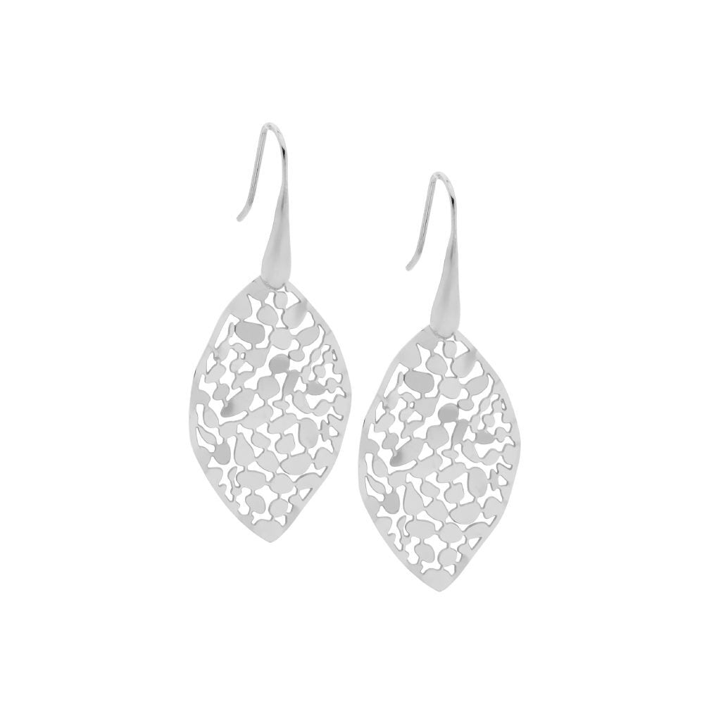 Ellani Stainless Steel 35Mm Leaf Earrings