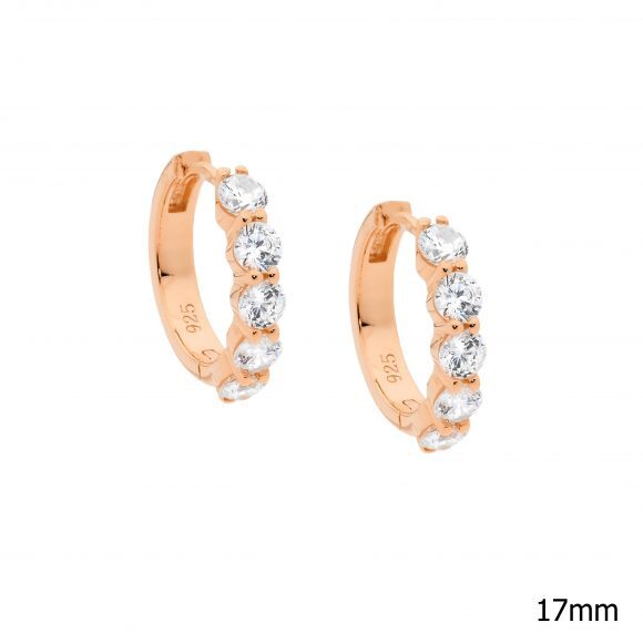 Ellani Rose Gold Plated Sterling Silver Cubic Zirconia Earrings