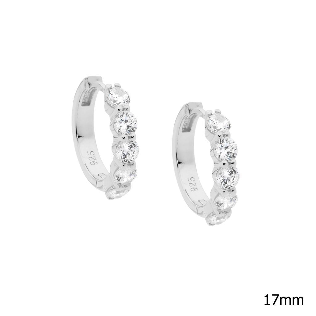 Ellani Sterling Silver Cubic Zirconia Hoop Earrings