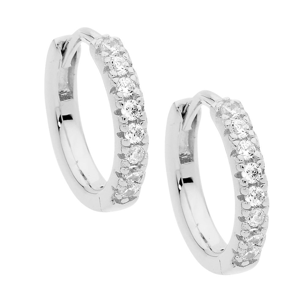 Ellani Sterling Silver Cubic Zirconia Hoop Earrings