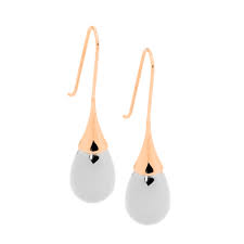 Stainless Steel Long Drop Earring With Rose Gold Plate Hooks