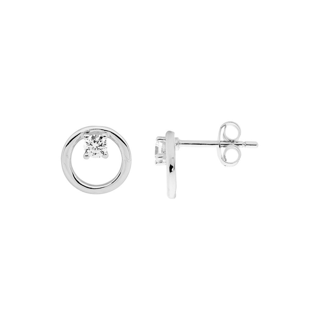 Sterling Silver Cubic Zirconia Open Circle Earrings