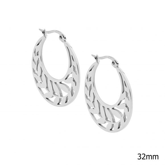 Stainless Steel Hoops With Leaf Feature