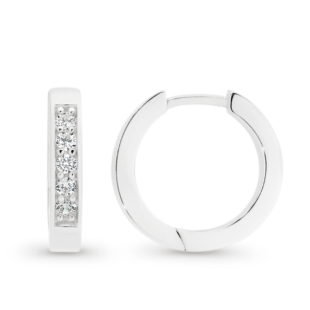 Sterling Silver Cubic Zirconia Huggies