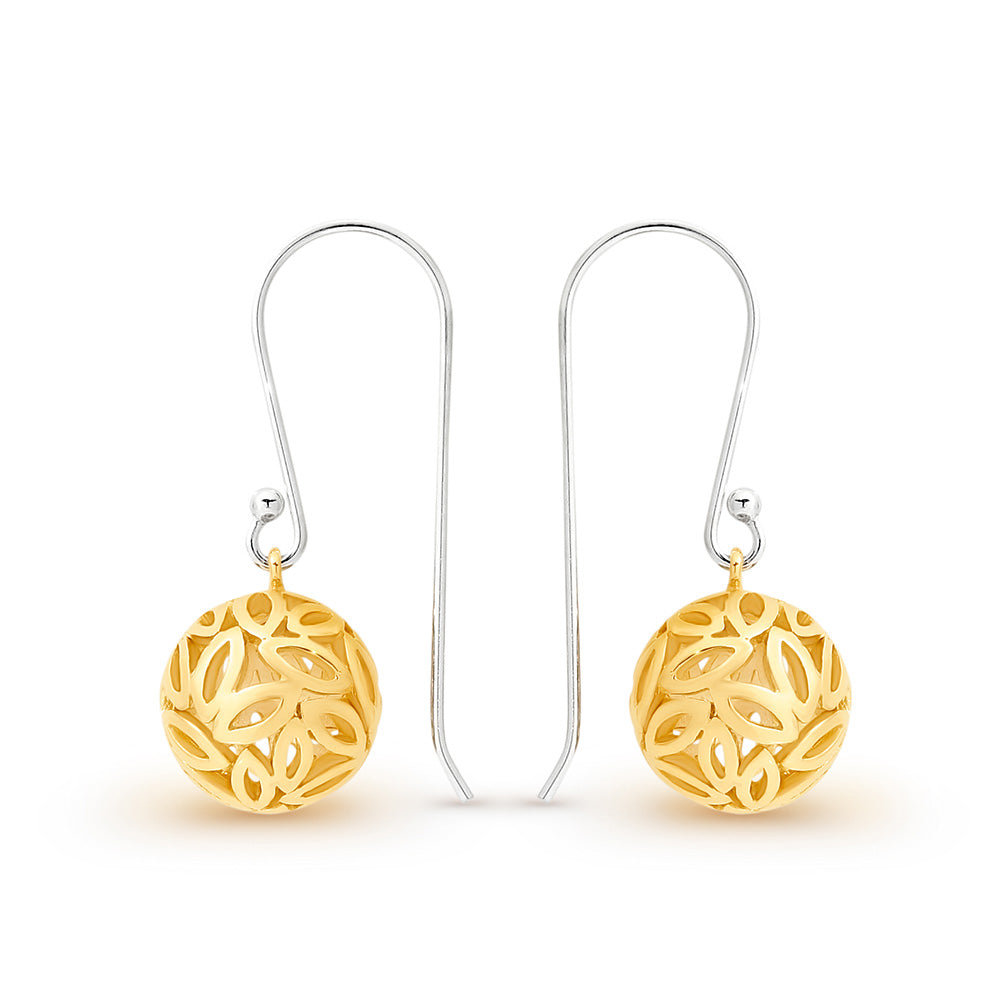 Sterling Silver & Gold Plated Petal Globe Earrings