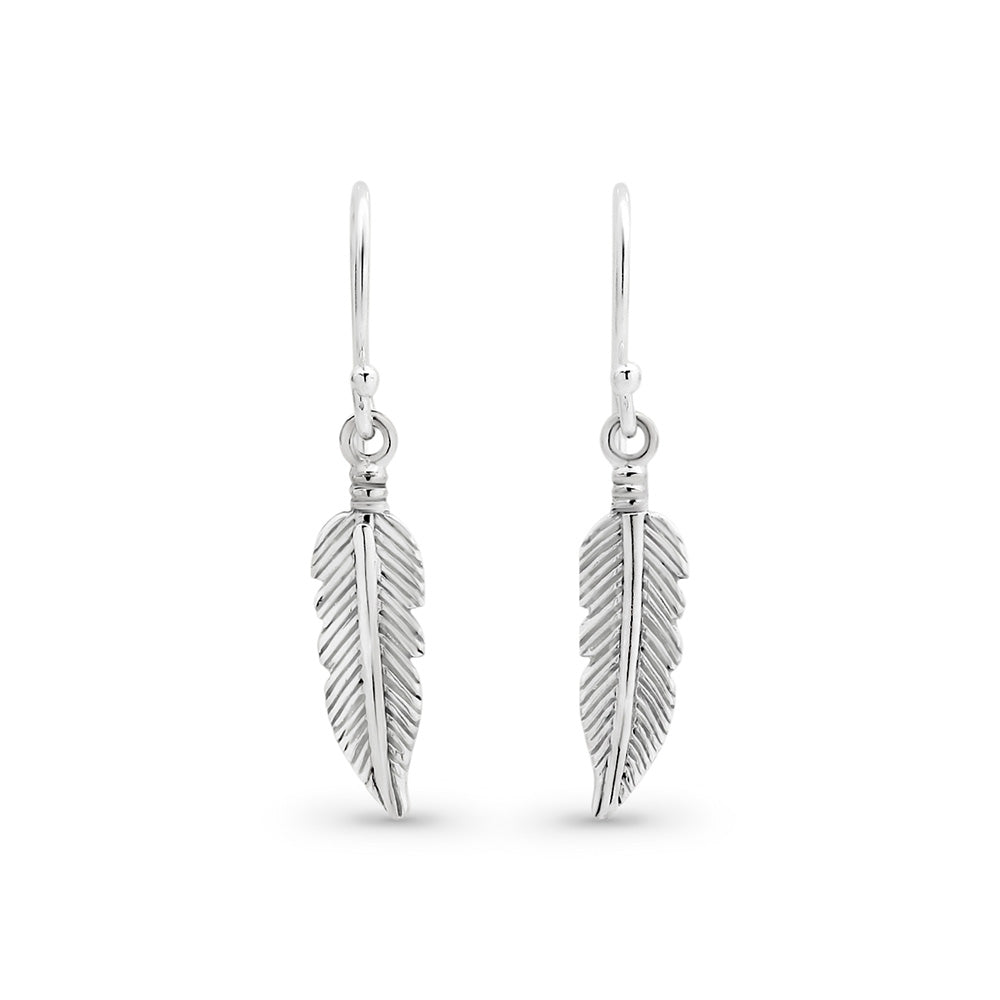 Sterling Silver Feather Earrings