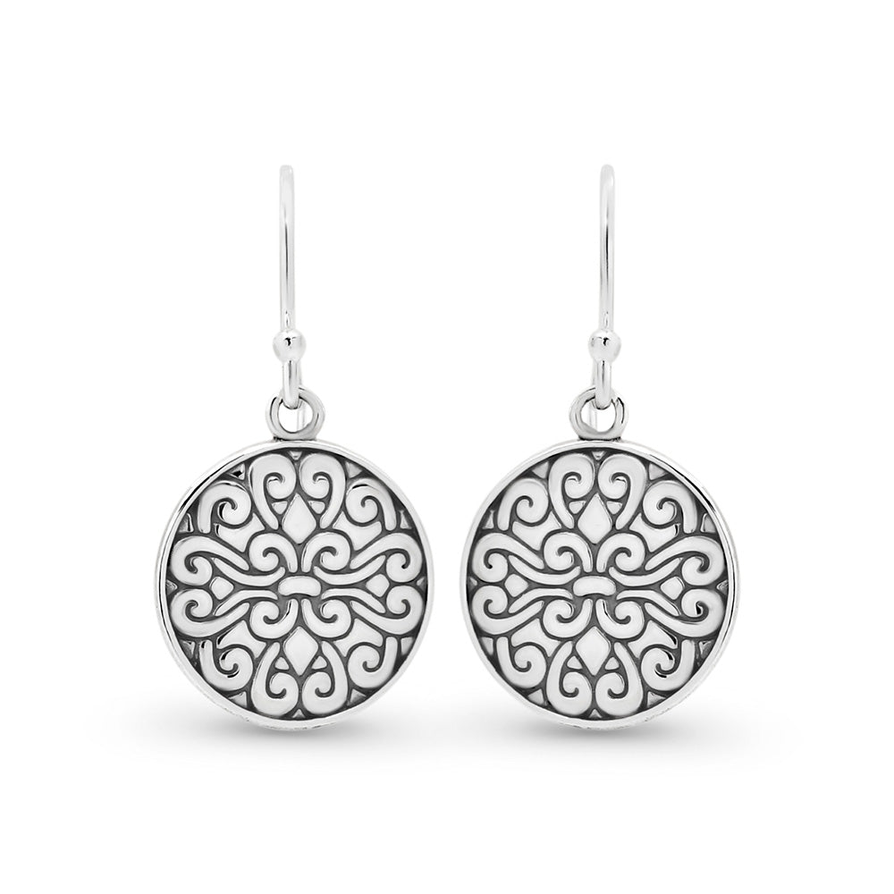 Fleur de Lis Wheel Drop Earrings