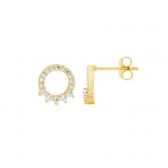 Cubic Zirconia Open Circle Gold Plated Cubic Zirconia Studs