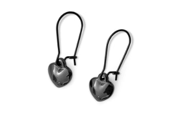 Steel Me Hearts Black Gunmetal Hook Earrings