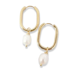 Hooplah Earrings Yellow Gold Fwp Oblong Huggies