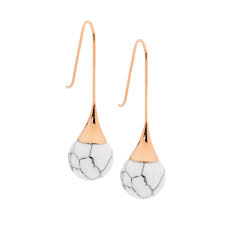 Ellani Rose Gold Plate Howlite Earrings