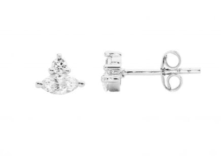 Ellani Marquis And Round Cubic Zirconia Studs