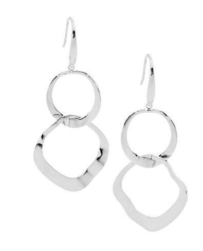 Womans Stainless Steel Wave Open Circle Earrings