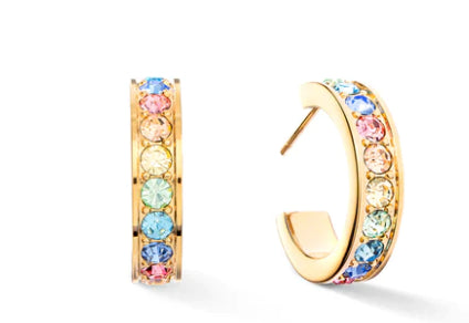 Gold Plated Coeur De Lion Pastel Multi Coloured Earrings