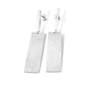 Carre Rectangle Drop Earrings Silver