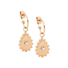 Stainless Steel Rose Gold Plated Hoop With Drop Earrings