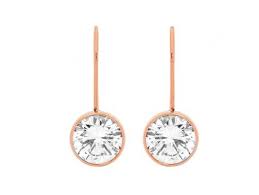 Stainless Steel Rose Gold Plated Cz Drop Earrings