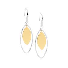 Stainless Steel And Gold Plate Drop Earrings