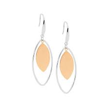 Stainless Steel With Rose Gold Plate Drop Earrings