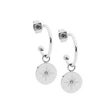 Stainless Steel Hoop Earrings With Drop